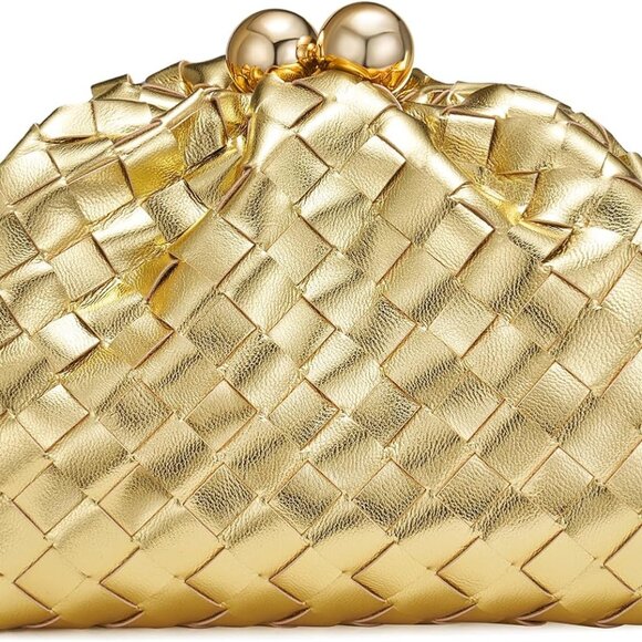 Dressy Woven Clutch Purses for Women Evening Wedding Formal Occasion,Dumpling Cr - Picture 1 of 7